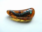 Photo1: Brooch "Lizard" Maki-e(Makie) Japanese Jewelry Amber #H9 (1)