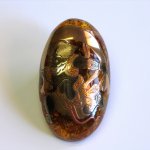 Photo1: Brooch "God of Winds" Maki-e(Makie) Japanese Jewelry Amber #H11 (1)