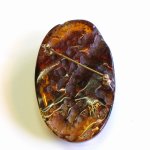 Photo2: Brooch "God of Winds" Maki-e(Makie) Japanese Jewelry Amber #H11 (2)