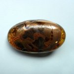 Photo3: Brooch "God of Winds" Maki-e(Makie) Japanese Jewelry Amber #H11 (3)