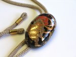 Photo3: Bolo Tie "God of Thunder" Maki-e(Makie) Japanese Jewelry Amber #H12 (3)