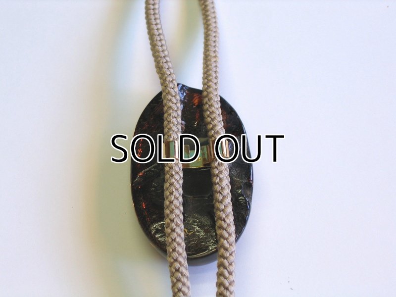 Photo4: Bolo Tie "God of Thunder" Maki-e(Makie) Japanese Jewelry Amber #H12 (4)