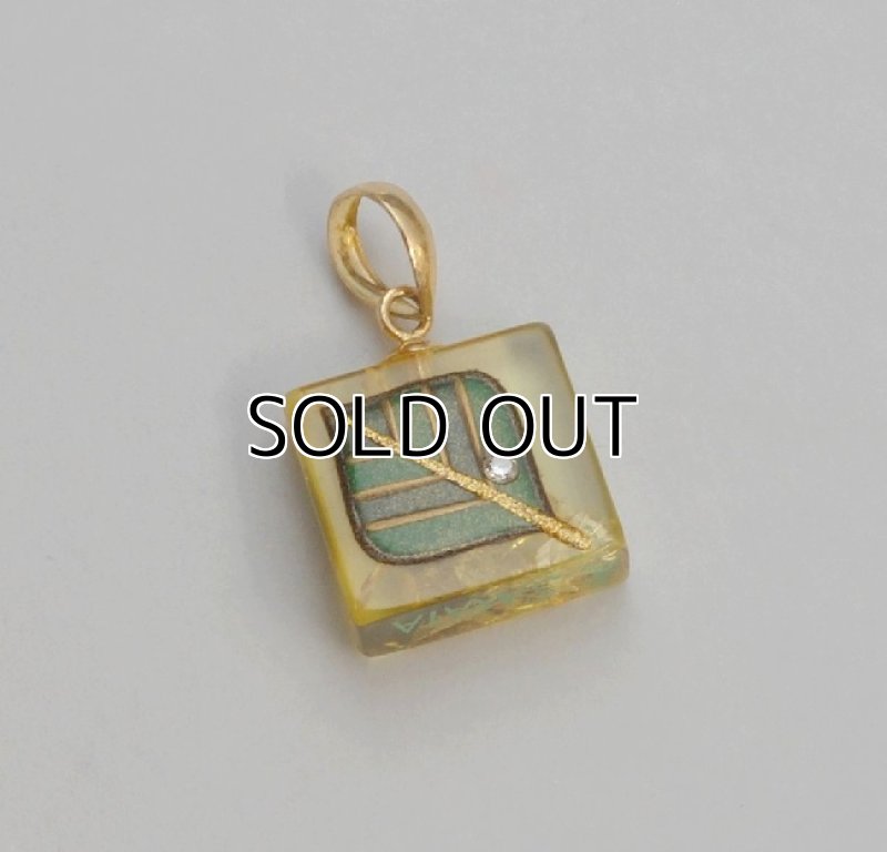 Photo1: Pendant "Leaf" Maki-e Jewelry Amber Japanese (1)