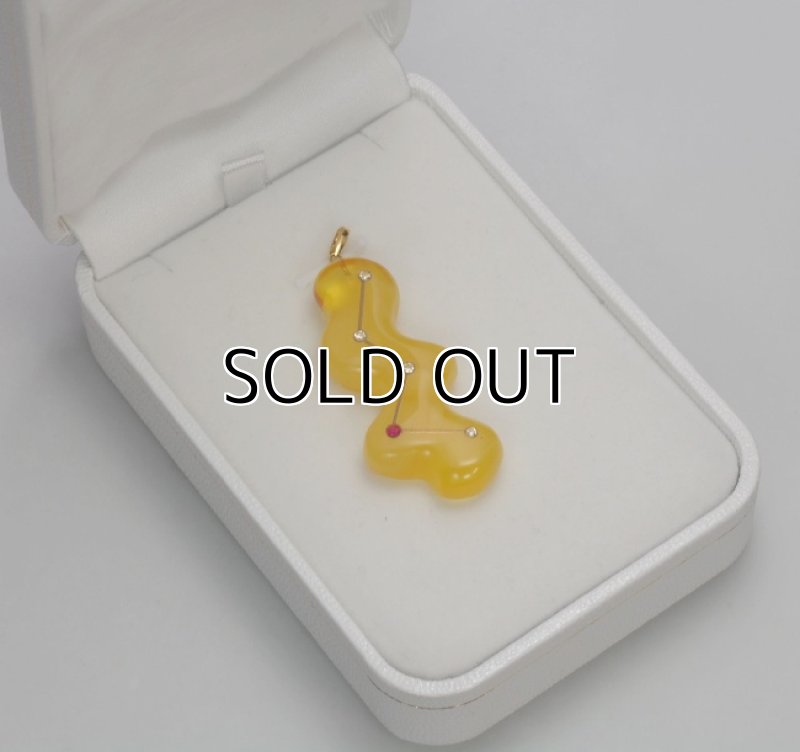 Photo2: Pendant "Cassiopeia" Maki-e Jewelry Amber Japanese (2)