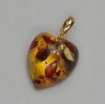 Photo1: Pendant "Love" Maki-e Jewelry Amber Japanese (1)