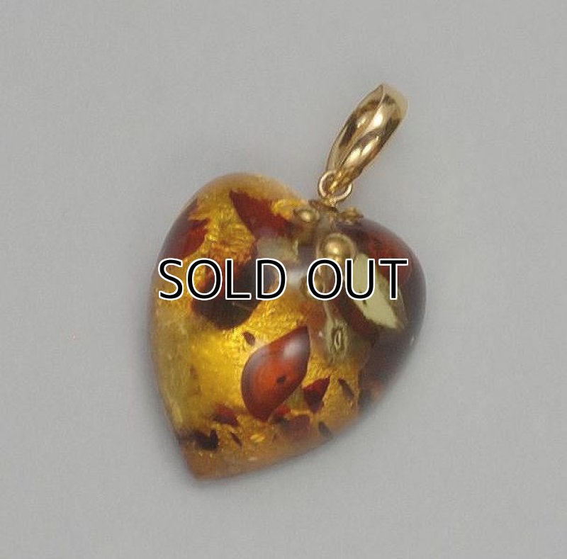 Photo1: Pendant "Love" Maki-e Jewelry Amber Japanese (1)