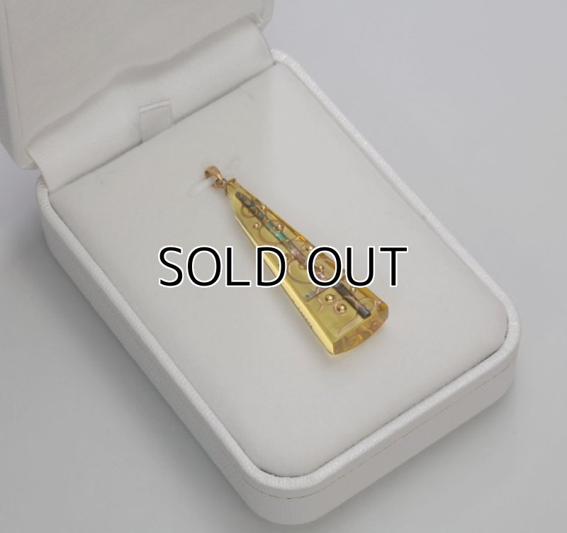 Photo2: Pendant "Stained Glass" Maki-e Jewelry Amber Japanese (2)