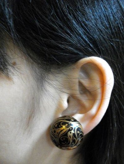 Photo1: Earring “Water Gem” Maki-e Jewelry Japanese