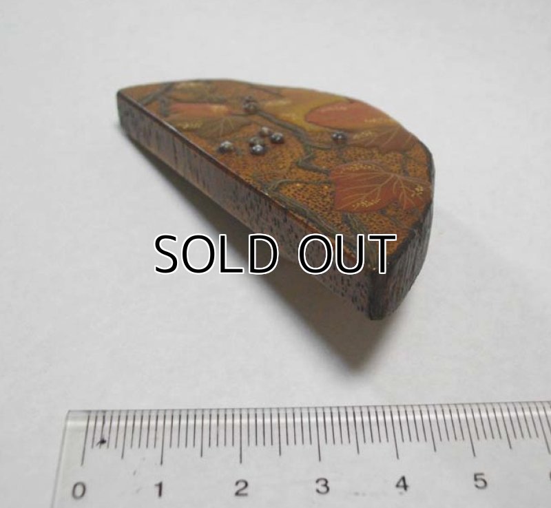 Photo3: Pendant Brooch "Autumn tints of Ivy" Maki-e Jewelry Japanese (3)