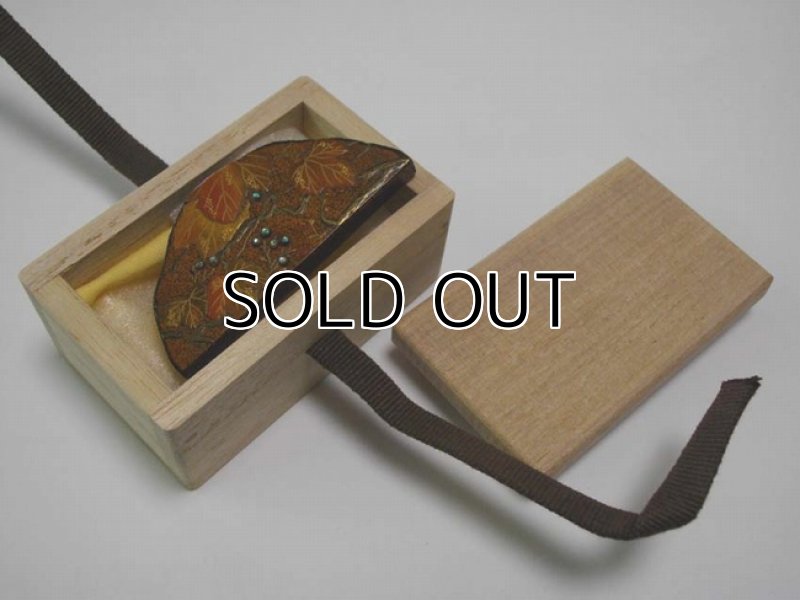 Photo5: Pendant Brooch "Autumn tints of Ivy" Maki-e Jewelry Japanese (5)