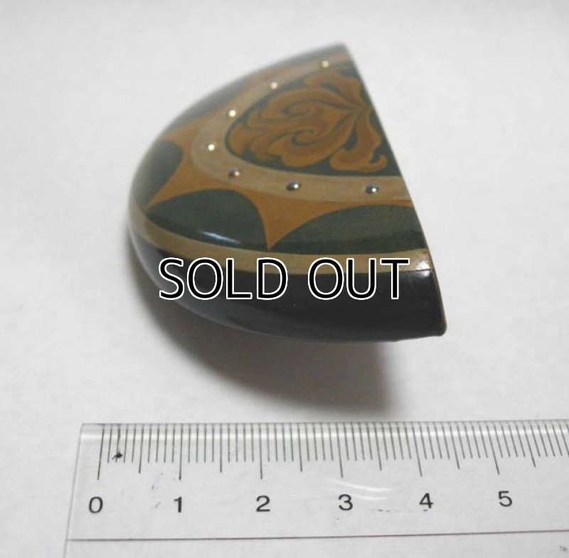 Photo2: Pendant Brooch "Greenery" Maki-e Jewelry Japanese (2)