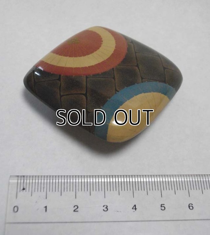 Photo3: Pendant Brooch "Japanese Parasol" Maki-e Jewelry Japanese (3)