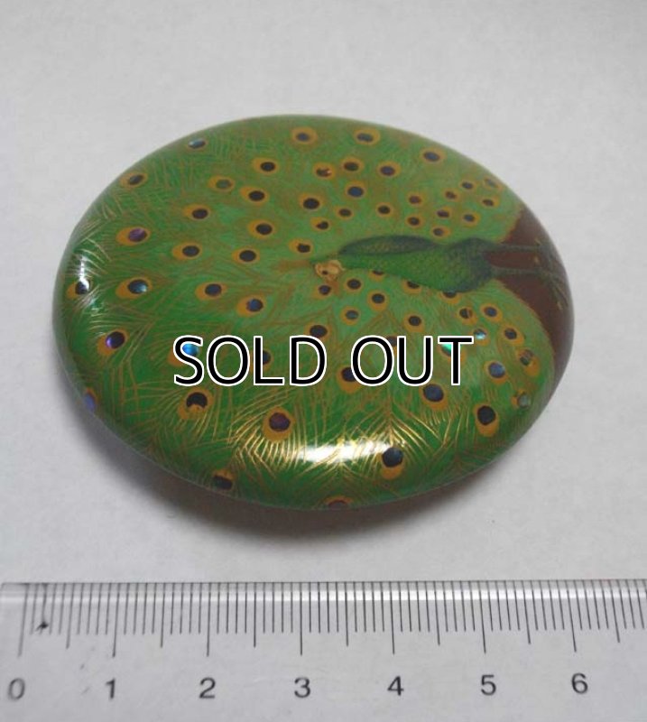 Photo3: Pendant Brooch "Peacock" Maki-e Jewelry Japanese (3)