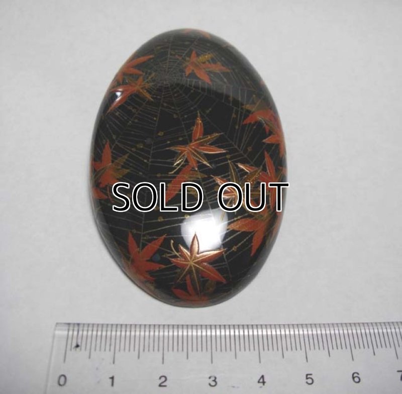 Photo2: Pendant Brooch "Spider Web and Maple" Maki-e Jewelry Japanese (2)
