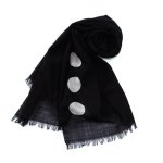 Photo1: Stole "Crest" dyed in black Japanese traditional Black dyeing Handmade, Enshu, Japan (1)