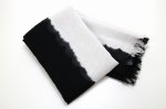 Photo2: Stole "Half" dyed in black Japanese traditional Black dyeing Handmade, Enshu, Japan (2)