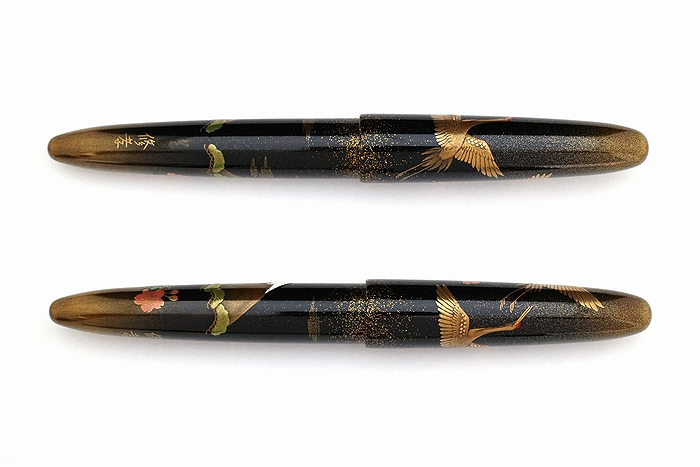 AGJ Maki-e Fountain Pen Double Cranes with Mt. Fuji01