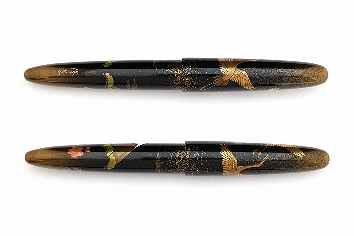 AGJ Maki-e Fountain Pen Double Cranes with Mt. Fuji03