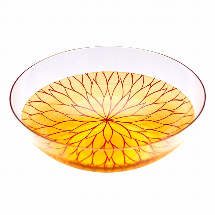 AGJ Glass urushi Bowl Vermillion Chrysanthemum1