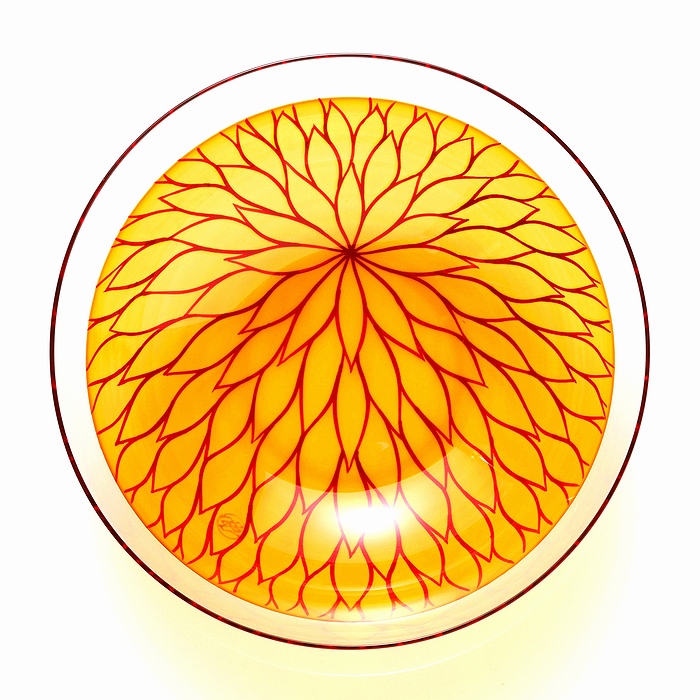 AGJ Glass urushi Bowl Vermillion Chrysanthemum2
