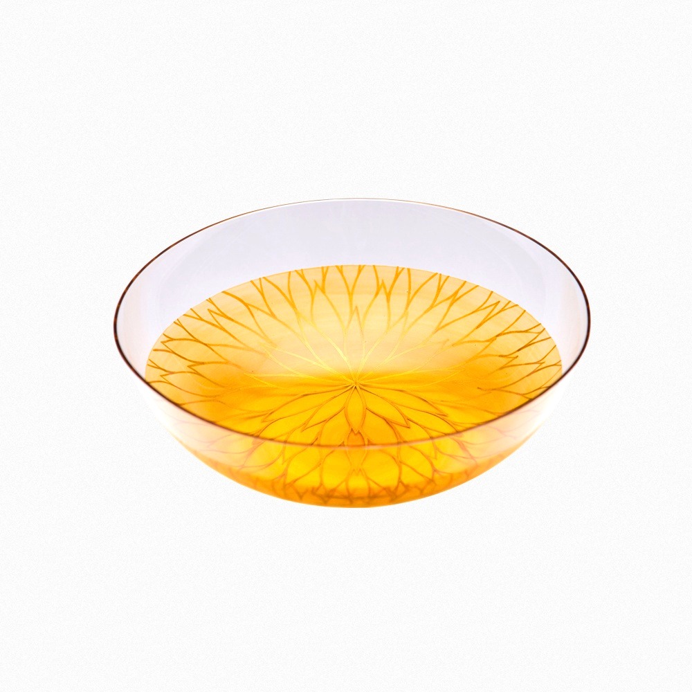 Photo1: AGJ Glass urushi Bowl "Chrysanthemum" Gold (1)