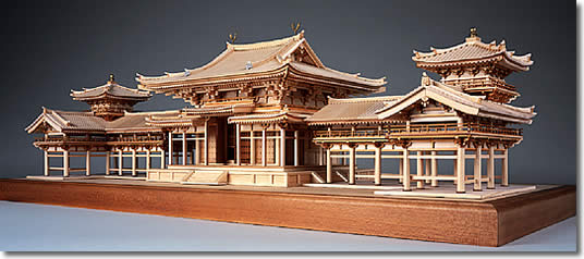 Photo1: The Phoenix Hall at Byodo-in Wooden Japanese Architecture Model Kit (1)
